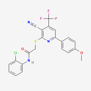 N-(2-chlorophenyl)-2-{[3-cyano-6-(4-methoxyphenyl)-4-(trifluoromethyl)-2-pyridinyl]thio}acetamide