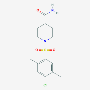molecular formula C14H19ClN2O3S B497537 1-((4-Chloro-2,5-dimethylphenyl)sulfonyl)piperidine-4-carboxamide CAS No. 915926-08-8