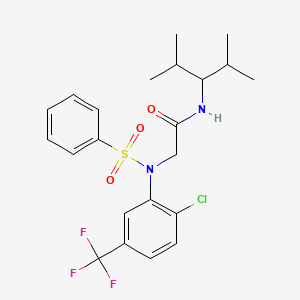 molecular formula C22H26ClF3N2O3S B4975377 N~2~-[2-chloro-5-(trifluoromethyl)phenyl]-N~1~-(1-isopropyl-2-methylpropyl)-N~2~-(phenylsulfonyl)glycinamide 