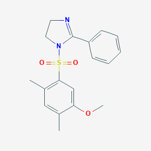 molecular formula C18H20N2O3S B497538 1-((5-methoxy-2,4-dimethylphenyl)sulfonyl)-2-phenyl-4,5-dihydro-1H-imidazole CAS No. 902116-68-1
