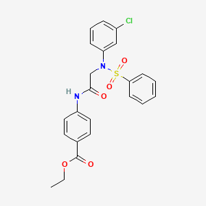 molecular formula C23H21ClN2O5S B4975385 ethyl 4-{[N-(3-chlorophenyl)-N-(phenylsulfonyl)glycyl]amino}benzoate 