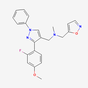 molecular formula C22H21FN4O2 B4975399 1-[3-(2-fluoro-4-methoxyphenyl)-1-phenyl-1H-pyrazol-4-yl]-N-(5-isoxazolylmethyl)-N-methylmethanamine 