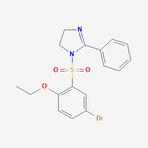 molecular formula C17H17BrN2O3S B497540 1-((5-bromo-2-ethoxyphenyl)sulfonyl)-2-phenyl-4,5-dihydro-1H-imidazole CAS No. 902249-34-7