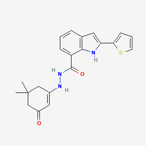 molecular formula C21H21N3O2S B4975419 N'-(3-hydroxy-5,5-dimethyl-2-cyclohexen-1-ylidene)-2-(2-thienyl)-1H-indole-7-carbohydrazide 