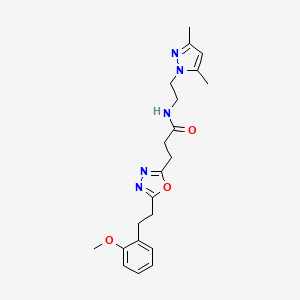 molecular formula C21H27N5O3 B4975430 N-[2-(3,5-dimethyl-1H-pyrazol-1-yl)ethyl]-3-{5-[2-(2-methoxyphenyl)ethyl]-1,3,4-oxadiazol-2-yl}propanamide 