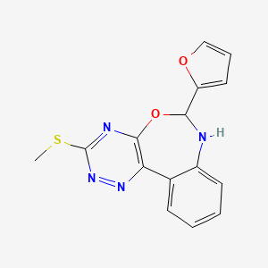 molecular formula C15H12N4O2S B4975458 6-(2-furyl)-3-(methylthio)-6,7-dihydro[1,2,4]triazino[5,6-d][3,1]benzoxazepine 