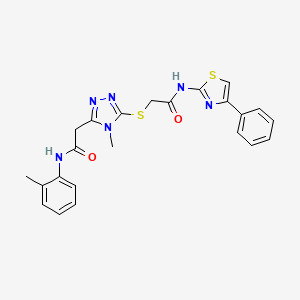 molecular formula C23H22N6O2S2 B4975466 2-[(4-methyl-5-{2-[(2-methylphenyl)amino]-2-oxoethyl}-4H-1,2,4-triazol-3-yl)thio]-N-(4-phenyl-1,3-thiazol-2-yl)acetamide 