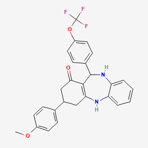 molecular formula C27H23F3N2O3 B4975477 3-(4-methoxyphenyl)-11-[4-(trifluoromethoxy)phenyl]-2,3,4,5,10,11-hexahydro-1H-dibenzo[b,e][1,4]diazepin-1-one 