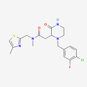 2-[1-(4-chloro-3-fluorobenzyl)-3-oxo-2-piperazinyl]-N-methyl-N-[(4-methyl-1,3-thiazol-2-yl)methyl]acetamide