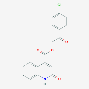 molecular formula C18H12ClNO4 B497556 2-(4-Chlorophenyl)-2-oxoethyl 2-hydroxy-4-quinolinecarboxylate CAS No. 899997-39-8