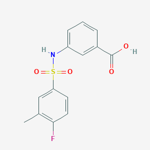 molecular formula C14H12FNO4S B497558 3-{[(4-Fluoro-3-methylphenyl)sulfonyl]amino}benzoic acid CAS No. 380432-32-6