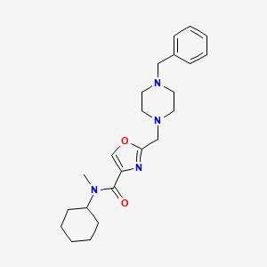 molecular formula C23H32N4O2 B4975639 2-[(4-benzyl-1-piperazinyl)methyl]-N-cyclohexyl-N-methyl-1,3-oxazole-4-carboxamide 