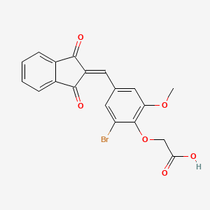 {2-bromo-4-[(1,3-dioxo-1,3-dihydro-2H-inden-2-ylidene)methyl]-6-methoxyphenoxy}acetic acid