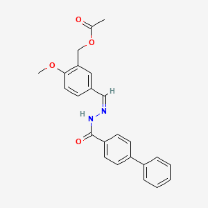 molecular formula C24H22N2O4 B4975682 5-[2-(4-biphenylylcarbonyl)carbonohydrazonoyl]-2-methoxybenzyl acetate 