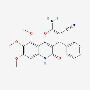 molecular formula C22H19N3O5 B4975732 2-amino-8,9,10-trimethoxy-5-oxo-4-phenyl-5,6-dihydro-4H-pyrano[3,2-c]quinoline-3-carbonitrile 