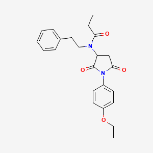 molecular formula C23H26N2O4 B4975736 N-[1-(4-ethoxyphenyl)-2,5-dioxopyrrolidin-3-yl]-N-(2-phenylethyl)propanamide 