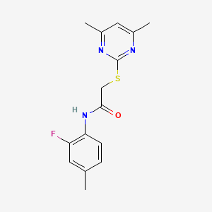 molecular formula C15H16FN3OS B4975749 2-[(4,6-dimethyl-2-pyrimidinyl)thio]-N-(2-fluoro-4-methylphenyl)acetamide 