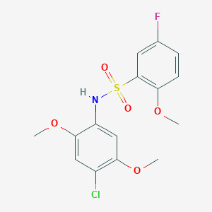 molecular formula C15H15ClFNO5S B497577 N-(4-chloro-2,5-dimethoxyphenyl)-5-fluoro-2-methoxybenzenesulfonamide 