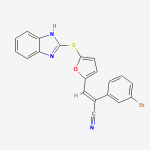 molecular formula C20H12BrN3OS B4975788 3-[5-(1H-benzimidazol-2-ylthio)-2-furyl]-2-(3-bromophenyl)acrylonitrile 