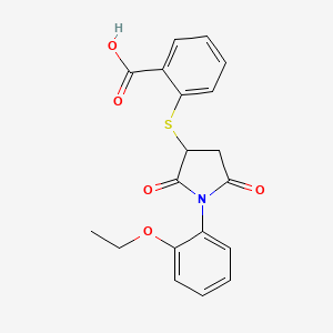 molecular formula C19H17NO5S B4975794 2-[1-(2-Ethoxy-phenyl)-2,5-dioxo-pyrrolidin-3-ylsulfanyl]-benzoic acid CAS No. 6239-75-4