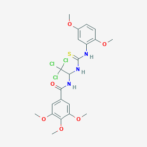 3,4,5-TRIMETHOXY-N-(2,2,2-TRICHLORO-1-{[(2,5-DIMETHOXYANILINO)CARBOTHIOYL]AMINO}ETHYL)BENZAMIDE