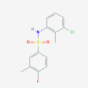 molecular formula C14H13ClFNO2S B497580 N-(3-chloro-2-methylphenyl)-4-fluoro-3-methylbenzenesulfonamide CAS No. 832683-91-7
