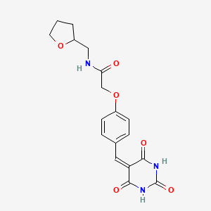 molecular formula C18H19N3O6 B4975830 N-(tetrahydro-2-furanylmethyl)-2-{4-[(2,4,6-trioxotetrahydro-5(2H)-pyrimidinylidene)methyl]phenoxy}acetamide 