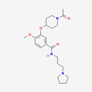 molecular formula C22H33N3O4 B4975854 3-(1-acetylpiperidin-4-yl)oxy-4-methoxy-N-(3-pyrrolidin-1-ylpropyl)benzamide 