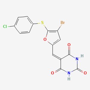 5-({4-bromo-5-[(4-chlorophenyl)sulfanyl]furan-2-yl}methylidene)pyrimidine-2,4,6(1H,3H,5H)-trione