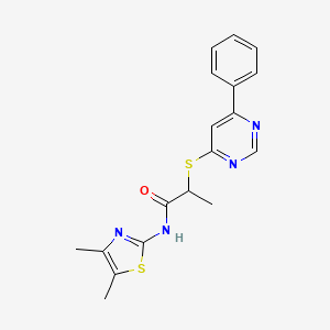 molecular formula C18H18N4OS2 B4975953 N-(4,5-dimethyl-1,3-thiazol-2-yl)-2-[(6-phenyl-4-pyrimidinyl)thio]propanamide 