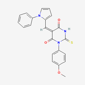 (5E)-1-(4-methoxyphenyl)-5-[(1-phenyl-1H-pyrrol-2-yl)methylidene]-2-thioxodihydropyrimidine-4,6(1H,5H)-dione