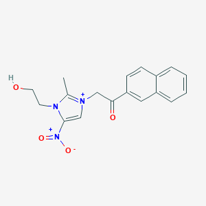 molecular formula C18H18N3O4+ B497601 1-(2-hydroxyethyl)-2-methyl-3-[2-(2-naphthyl)-2-oxoethyl]-5-nitro-1H-imidazol-3-ium 