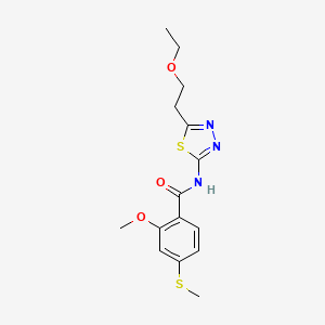 molecular formula C15H19N3O3S2 B4976049 N-[5-(2-ethoxyethyl)-1,3,4-thiadiazol-2-yl]-2-methoxy-4-(methylthio)benzamide 