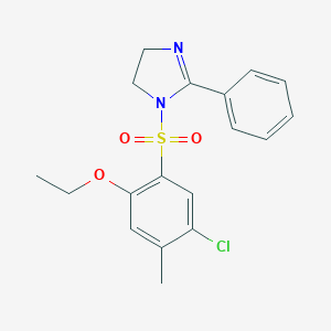 molecular formula C18H19ClN2O3S B497607 1-((5-chloro-2-ethoxy-4-methylphenyl)sulfonyl)-2-phenyl-4,5-dihydro-1H-imidazole CAS No. 873580-36-0