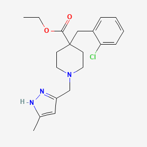 molecular formula C20H26ClN3O2 B4976077 ethyl 4-[(2-chlorophenyl)methyl]-1-[(5-methyl-1H-pyrazol-3-yl)methyl]piperidine-4-carboxylate 