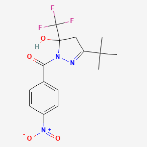molecular formula C15H16F3N3O4 B4976189 3-tert-butyl-1-(4-nitrobenzoyl)-5-(trifluoromethyl)-4,5-dihydro-1H-pyrazol-5-ol 