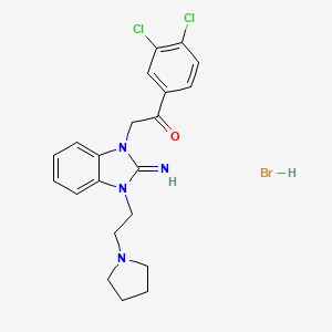 molecular formula C21H23BrCl2N4O B4976191 1-(3,4-dichlorophenyl)-2-{2-imino-3-[2-(1-pyrrolidinyl)ethyl]-2,3-dihydro-1H-benzimidazol-1-yl}ethanone hydrobromide 