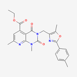 molecular formula C24H24N4O5 B4976222 ethyl 1,7-dimethyl-3-{[5-methyl-2-(4-methylphenyl)-1,3-oxazol-4-yl]methyl}-2,4-dioxo-1,2,3,4-tetrahydropyrido[2,3-d]pyrimidine-5-carboxylate 