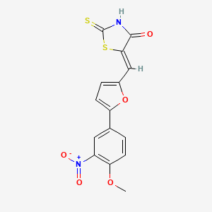 molecular formula C15H10N2O5S2 B4976245 5-{[5-(4-methoxy-3-nitrophenyl)-2-furyl]methylene}-2-thioxo-1,3-thiazolidin-4-one 