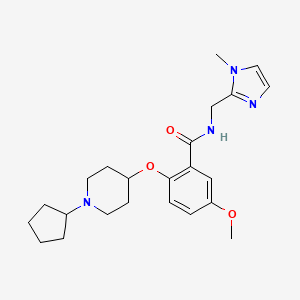 molecular formula C23H32N4O3 B4976273 2-[(1-cyclopentyl-4-piperidinyl)oxy]-5-methoxy-N-[(1-methyl-1H-imidazol-2-yl)methyl]benzamide 