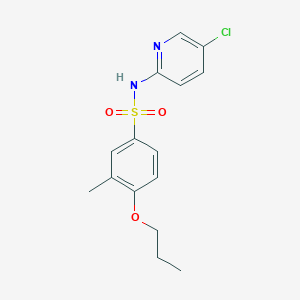 molecular formula C15H17ClN2O3S B497628 N-(5-chloro-2-pyridinyl)-3-methyl-4-propoxybenzenesulfonamide 