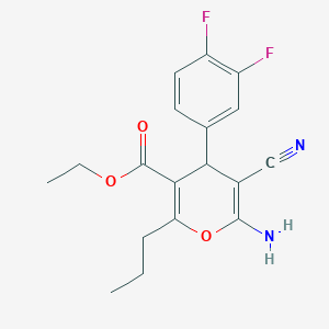 molecular formula C18H18F2N2O3 B4976288 ethyl 6-amino-5-cyano-4-(3,4-difluorophenyl)-2-propyl-4H-pyran-3-carboxylate 