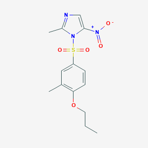 molecular formula C14H17N3O5S B497629 2-methyl-1-[(3-methyl-4-propoxyphenyl)sulfonyl]-5-nitro-1H-imidazole 