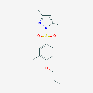 molecular formula C15H20N2O3S B497632 3,5-Dimethyl-1-[(3-methyl-4-propoxyphenyl)sulfonyl]pyrazole CAS No. 957502-70-4