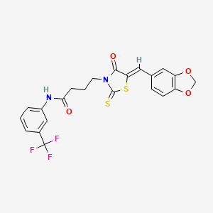 4-[5-(1,3-benzodioxol-5-ylmethylene)-4-oxo-2-thioxo-1,3-thiazolidin-3-yl]-N-[3-(trifluoromethyl)phenyl]butanamide