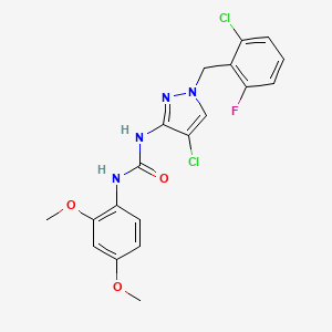 molecular formula C19H17Cl2FN4O3 B4976349 N-[4-chloro-1-(2-chloro-6-fluorobenzyl)-1H-pyrazol-3-yl]-N'-(2,4-dimethoxyphenyl)urea 