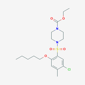 Ethyl 4-{[5-chloro-4-methyl-2-(pentyloxy)phenyl]sulfonyl}-1-piperazinecarboxylate
