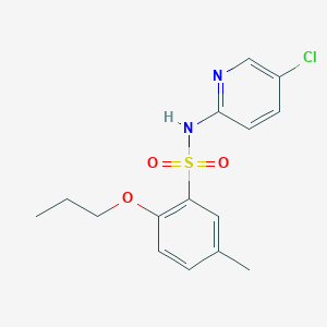 molecular formula C15H17ClN2O3S B497637 N-(5-chloro-2-pyridinyl)-5-methyl-2-propoxybenzenesulfonamide 