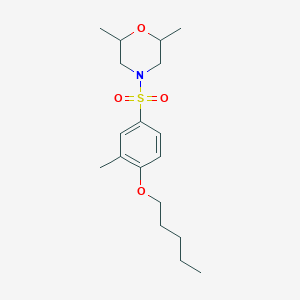 molecular formula C18H29NO4S B497638 2,6-Dimethyl-4-{[3-methyl-4-(pentyloxy)phenyl]sulfonyl}morpholine 