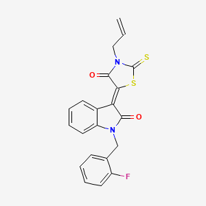 molecular formula C21H15FN2O2S2 B4976381 3-(3-allyl-4-oxo-2-thioxo-1,3-thiazolidin-5-ylidene)-1-(2-fluorobenzyl)-1,3-dihydro-2H-indol-2-one 